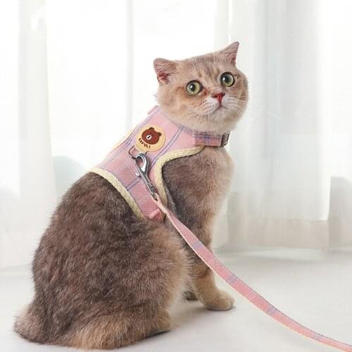 Cute Cat Harness and Leash Set Fashion Small Dog Kitten Vest Collar Puppy Leash Pet Harness Cat Collar Lead Accessories Supplies