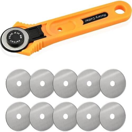 28mm Rotary Cutter Set Rotary Fabric Cutter with 10pcs Replacement Blades Rotary Roller Cutter for Cutting Quilting Fabric Arts
