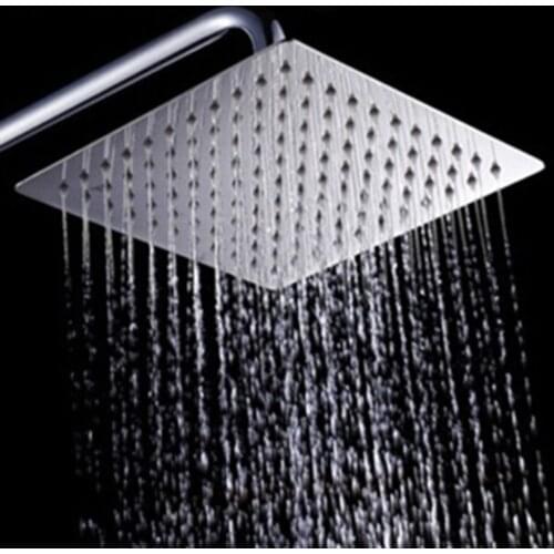 6/8 Inch Square Stainless Steel Shower Head Rainfall Overhead Shower Chrome Ceiling Wall Top Sprayer Bathroom Accessories