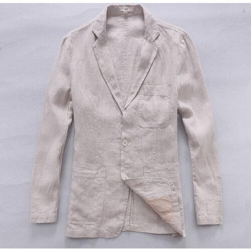2017 New style British trend linen jacket men casual suit 100% flax brand clothing business suits men fashion blazer masculino