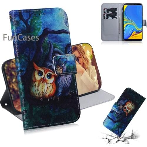 Painted PU Leather Book Case For coque Samsung A9 2018 Vintage Phones Cases sFor Shell Samsung Galaxy armor A9 2018 Estojo