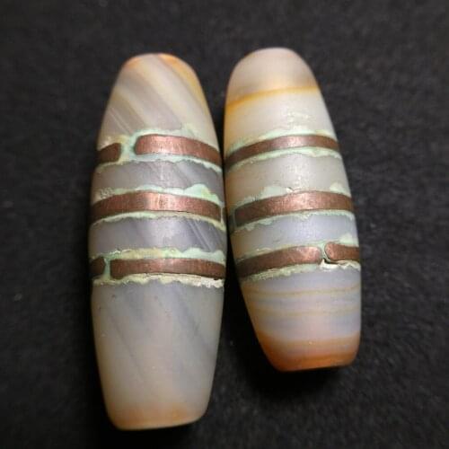 8Pcs/Lot Wholesale Natural Agate Chalcedony Horse Eye Necklace Bracelet Rosary DIY Material Ancient Craft Inlaid Copper Wire