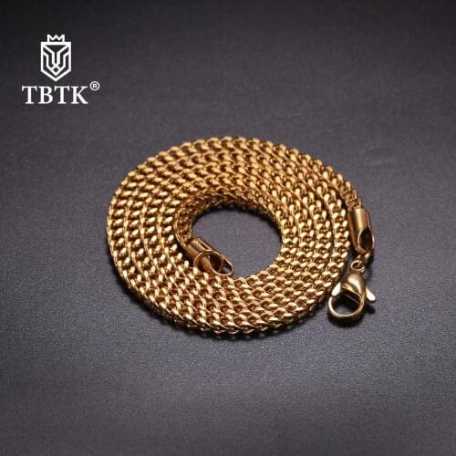 TBTK 3mm Franco Link Chain Stainless Steel Top Quality Men Women Necklace Gold Silver color Jewelry Chains Drop Shipping