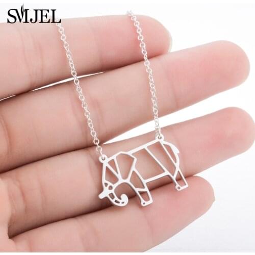 SMJEL Good Lucky Elephant Necklace Clavicle Chains Statement Necklaces for Women Animal Lover Jewelry Mama Mothers Gift