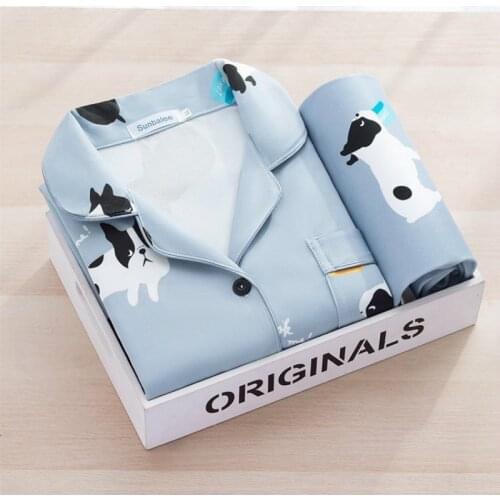 Pajamas Set Spring and Autumn Style Womens Casual Cardigan Long Sleeve Large Size Cartoon Nightshirt Girl Home Service Suit