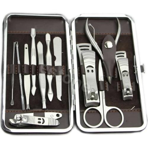 Professional 12in1 Pedicure/Manicure Set Nail Clippers Cuticle Grooming Kit Case