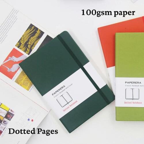 A5 Simple Classic Dotted Notebook Dot Grid Journal Hard Cover Elastic Band Travel Planner Diary