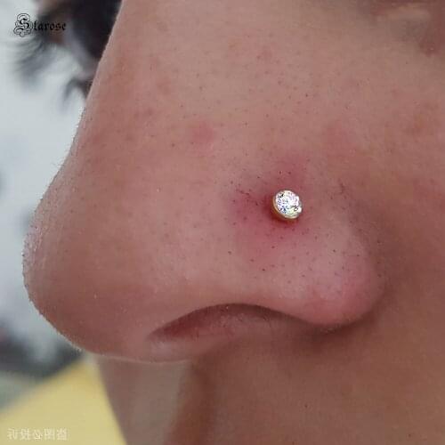 4Pcs 16G 6/8mm Rod 2/3/4/5mm Multicolor Nose Ring Studs Labret Lip Helix Piercing Tragus Earrings Ear Piercing Flat Back Jewelry