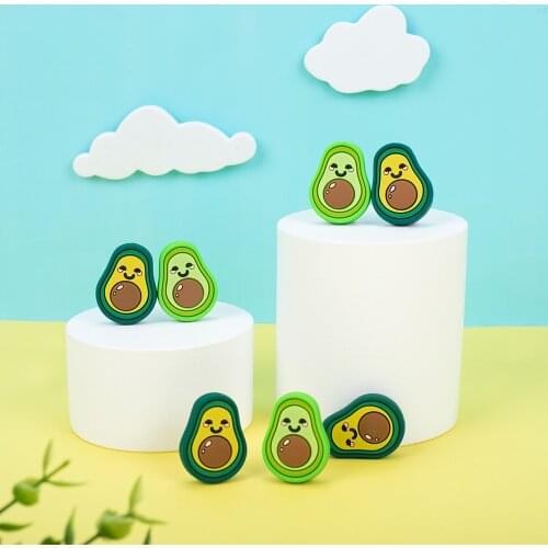 Sunrony 50pcs Cartoons Avocado Baby Rodent BPA Food Free Silicone Teething Nursing Pacifier Clip Silicone Beads