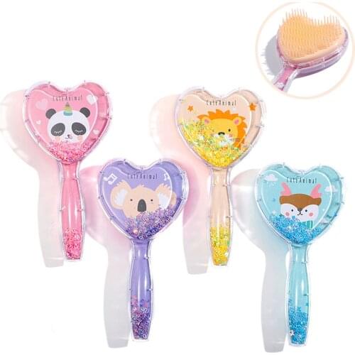 Cute cartoon plastic air bag comb heart shape comb cartoon childrens hair comb air cushion hairbrush hairdressing comb