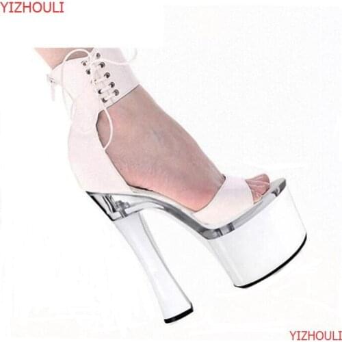 Match comfortable thick heel sandals 18cm show spool heels high-heeled shoes 7 Inch Stiletto With Dance Shoes