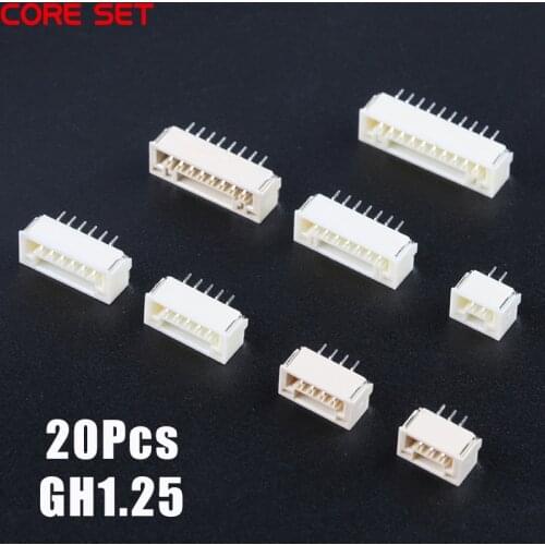 20Pcs GH 1.25mm with lock connector patch Vertical SMT 2/3/4/5/6/7/8/10P GH1.25 Connector Header Male