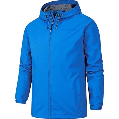 Windbreaker Men Casual Autumn Winter Jacket Lightweight Solid Color Zipper Hooded Custom Your Logo Windproof Outwear