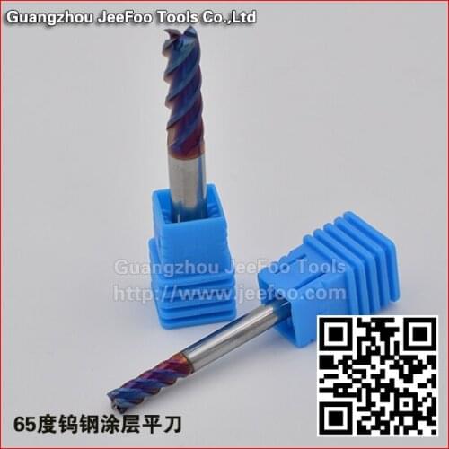 Tungsten Steel HRC65 Flat End Mill 4mm 6mm Nano Coating Spiral CNC Milling Cutter Engraving Tools Four Flute