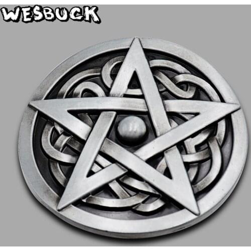 WesBuck Brand Round Keltic Pentagram Belt Buckle