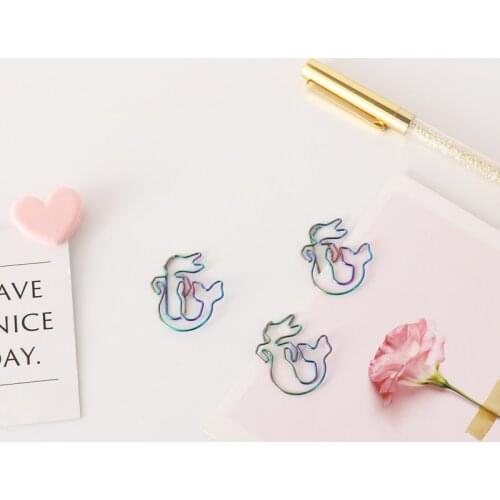 TUTU colorful rainbow paper cilp Butler in the Home Mermaid Shaped Paper Clips Great For Paper Clip Collectors Office Gift H0158