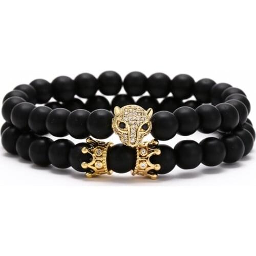 Woman For Men 6mm Leopard Bracelet Set Charms Jewelry Stone Bracelets Bangles Pulseira Masculina For Women Hademade New