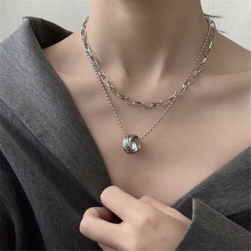 316L Stainless Steel Double Layered Titanium Steel Round Pendant Necklace For Woman