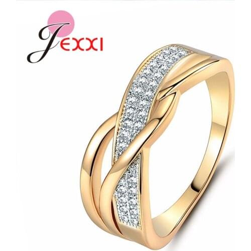 Wholesale Women Finger Rings Geometric Design Europe 925 Sterling Silver Metal Knuckle Rings Women Trendy Rhinestone Party Jewel