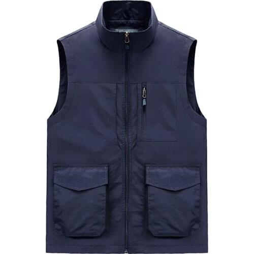 Mens Outdoor Waistcoat Multi-Pocket Vest Thin Large Size Fishing Photography Vest Travel Jacket Waistcoat Mountaineering