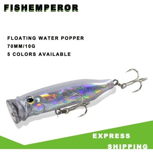 1Pcs 7cm 10g Popper Fishing Lure Hard Artificial Bait Topwater With 2 Treble Hooks Fishing Wobbler Crankbait Pesca