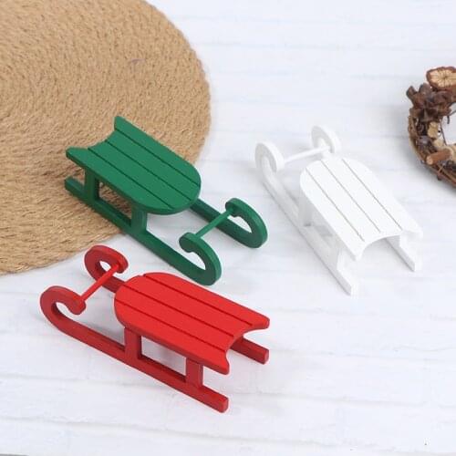 Mini Wooden Sleigh Gift Box Model DIY Christmas Landscape Doll House Accessory