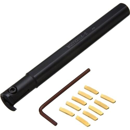 10Pc Mgmn200 Carbide Insert + 1Pc High Clamping Force Mgivr2016-2 Lathe Turning Tool + Wrench Machine Milling Cutter Accessories