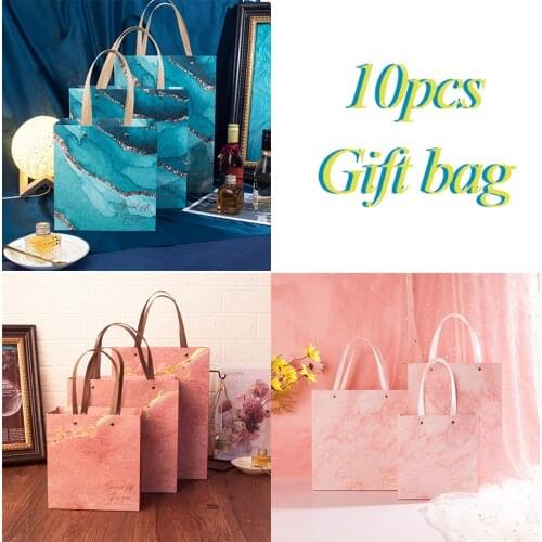 10pcs/lot Marble Gift Bag Party Birthday Wedding Party Gift Paper Bag Shopping Bags for Boutique Packaging Boxes Storage Bag