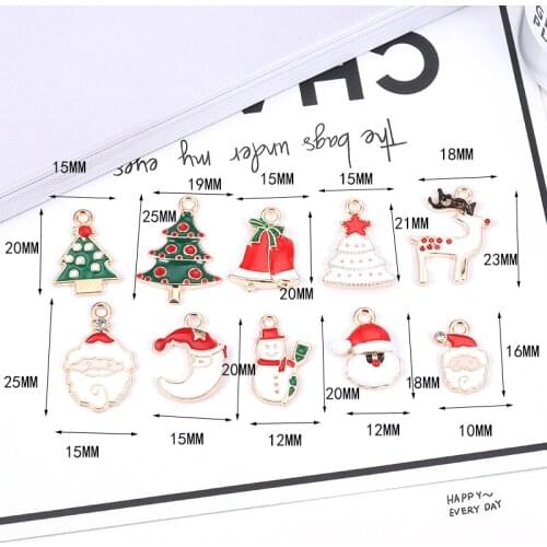 10pcs/Lot Christmas Reindeer Bell Gloves Tree Diy Design for Jewelry Making Earring Bracelet or Necklace Handmade Enamel Charms