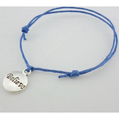 10pcs Believe Round Lucky Charm Bracelet Adjustable Red Cord Braided Wish Bracelets Women Men Gifts