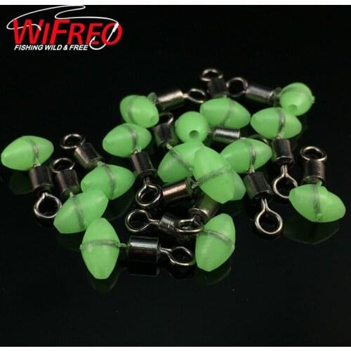 20PCS/lot Luminous Cross-Line Swivels & Bead Green Saltwater Fishing Terminal Tackle T Shape Pulley Slide Rig Connector