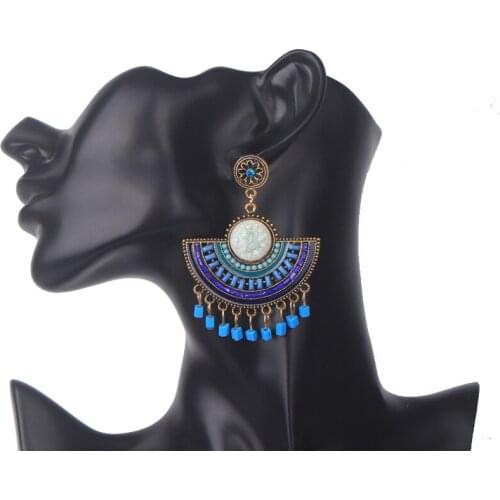 2020 Hot Bohemia New Earrings Fan Shaped Tassel Pearl Beads Personality Earrings For Women