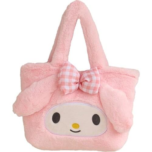 4 Styles Anime Plush Kawali Kuromi My Melody Plush Cinnamoroll Purin Dog Shoulder Bag Portable Cosmetic Bag Cute Girl Gift