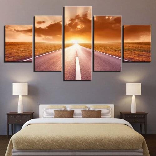 Canvas Painting Home Decoration 5 pcs Wall Art field road landscape for living room Pictures Artwork Poster(No Frame)
