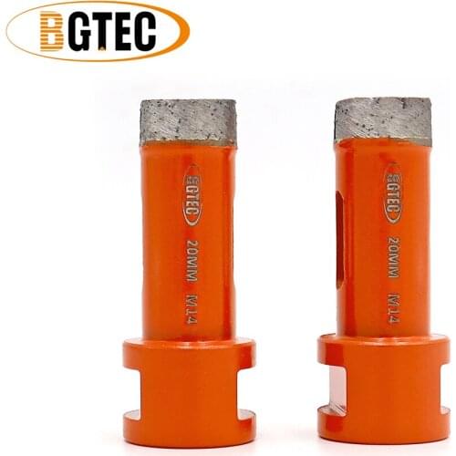 BGTEC 2pcs Diameter 20mm Diamond Welded Drilling Core Bits (Wet) M14 thread for drilling granite and marbel hole saw