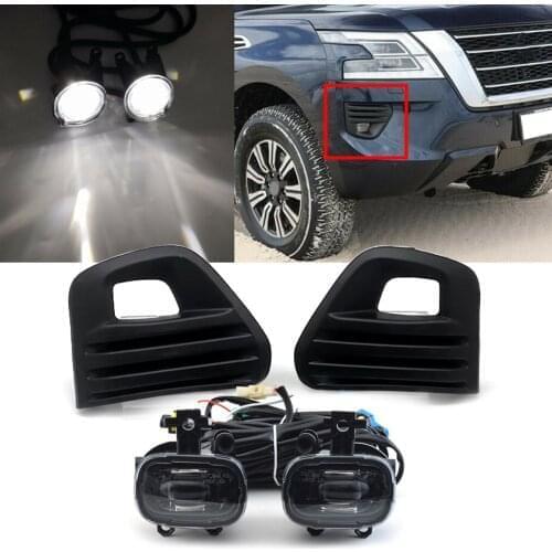 Car LED Front Bumper Fog lamp Light Complete Kits w/Bulb Switch Cable Bezel For Nissan Patrol 2020 2021