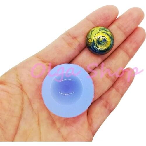 BYL322 Round Cabochon Silicone Mold Resin Earrings Necklace Jewelry Making Fondant Cake Decoration Chocolate Candy 20mm x 10mm