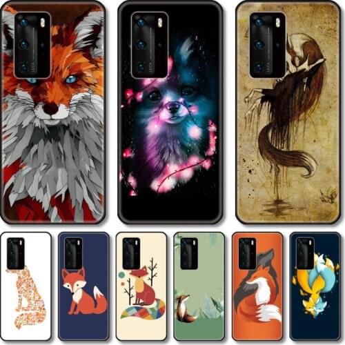 Cute fox Phone Case For Huawei Honor 20 10 9 8 N Pro Lite A C RU black cell shell