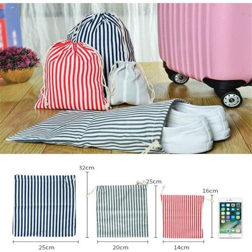 Cotton and Linen Beam Canvas Drawstring Bag Cosmetic Bag Travel Makeup Case Organizer Women Men Shoes Storage Pouch