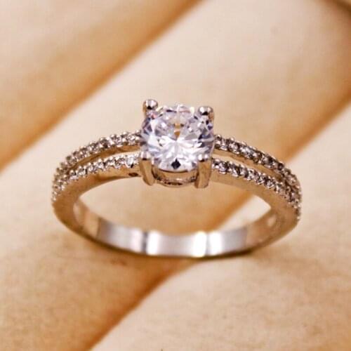 New Fashion Crystal white Zircon Rings Sweet Elegant Square Ring for Girl Women Finger Bague jewelry Bridal WeddingGift Delicate