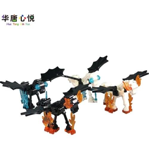 MOC Animals War Horse With Fire Ice Assemble Figures Model Building Blocks Toys For Children Kids Gifts DIY Toy Animal