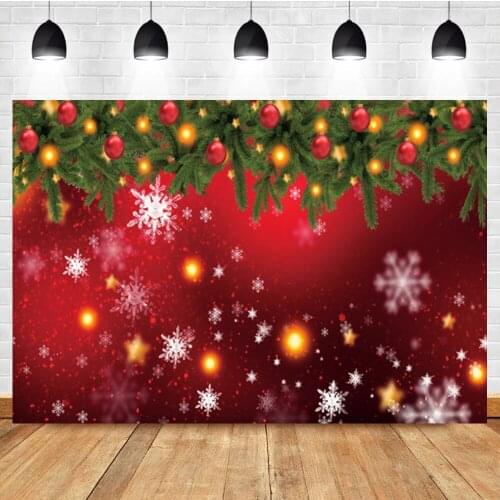 Laeacco Christmas Snowflake Photo Background Light Bokeh Ball Red Custom Photographic Photo Backdrop For Photo Studio