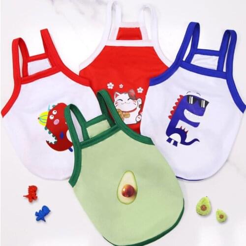 Summer Pet Dog Clothes Spring Polyester Fiber Vest Small Medium Dogs Summer Breathable Vest Cartoon Pattern Clothes