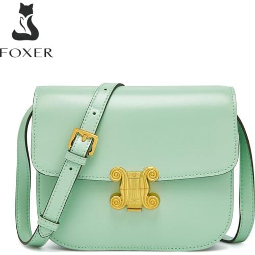 FOXER Fashion High Quality Single Shoulder Bag Woman Split Leather Lady Messenger Bag Classic Luxury Brand Flip Small Square Bag