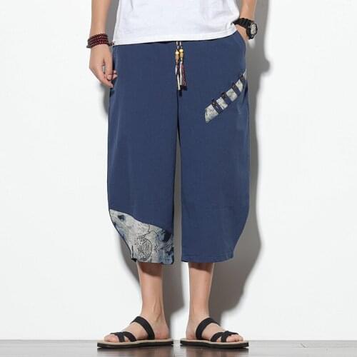 Men Harem Pants Korean Style 2021 Summer Casual Pants Mens Cotton Loose Trousers Male Oversized Calf-Length Pants Men