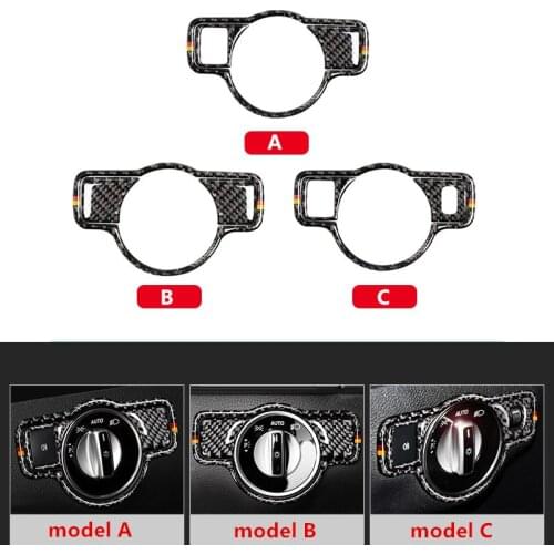 Carbon Fiber Headlight Switch Cover Trim 3pcs For Mercedes Benz GLA X156 CLA C117 A Class 2013-2018 LHD Car Interior Accessories
