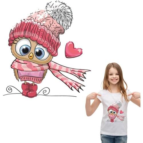 Love Owls Transfer Iron-On Diy Girls Long Sleeve Patch Iron On Clothes Garment Accessory Washable New Diy Heat Transfer
