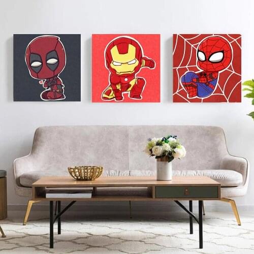 Marvel Superhero DeadPool Spiderman Iron Man Cartoon Art Poster Canvas Mural Living Room Kids Bathroom Wall Decoration Cuadros
