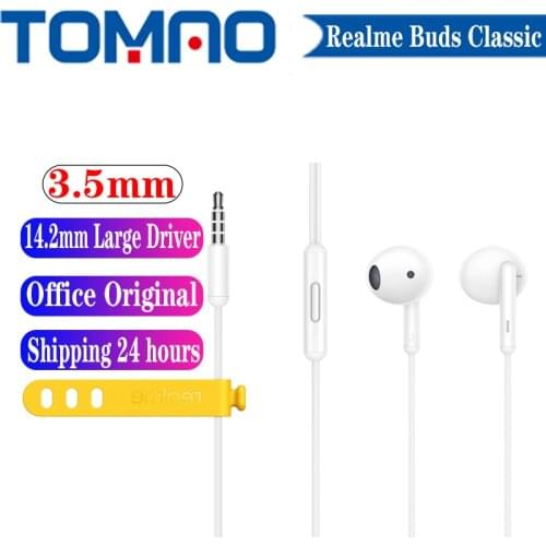 Original Official New Realme Buds Classic Earphone 3.5mm In-Ear Wired Music built-in HD Microphone Outdoor Sport Headset