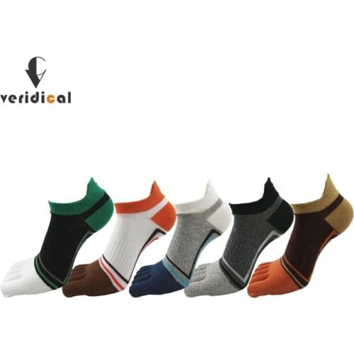 Pure Cotton Five Finger Sport No Show Socks Men Breathable Colorful Fashions Harajuku Happy Ankle Socks With Toes EU39-43
